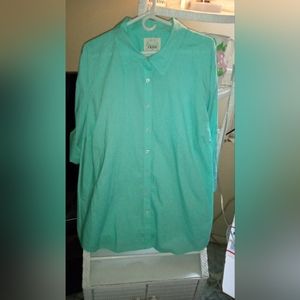 Izod button down blouse 3x Aqua